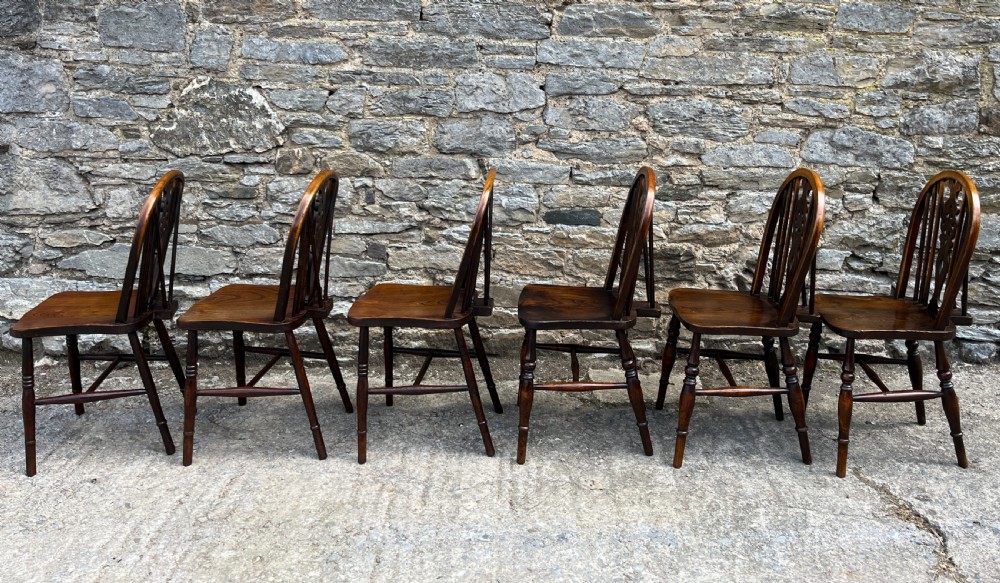 Harlequin Set of 6 Antique Wheelback Chairs View X