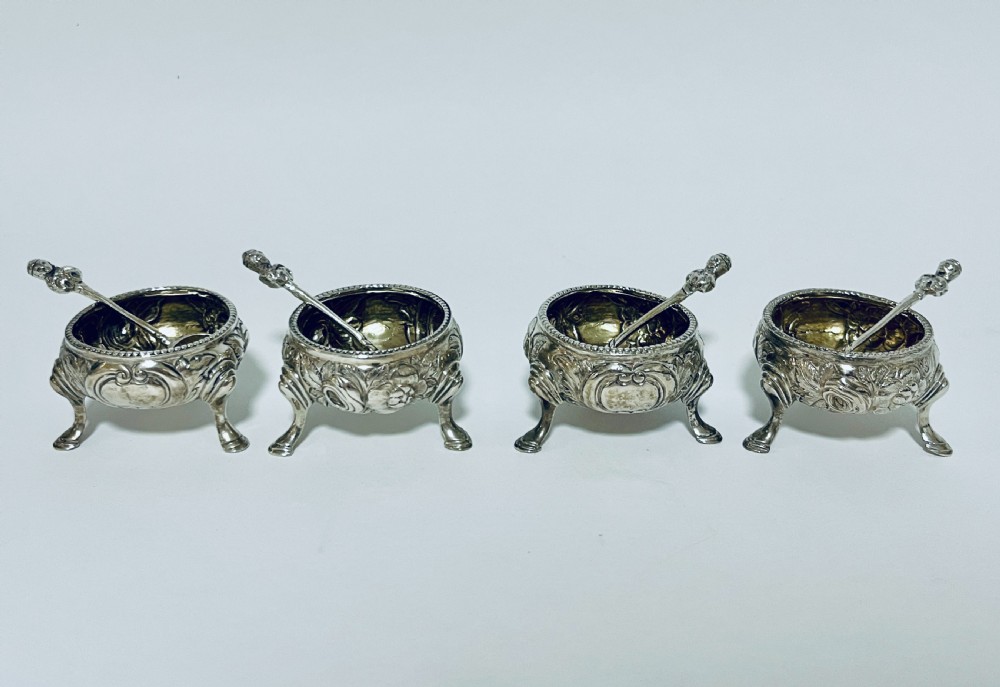 4 x Scottish Silver Salts and Spoons View II