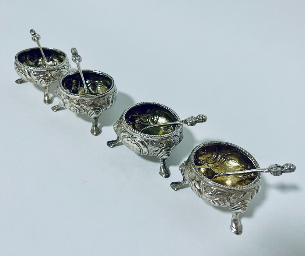 4 x Scottish Silver Salts and Spoons View III