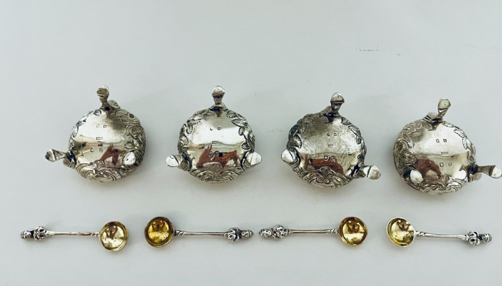 4 x Scottish Silver Salts and Spoons View IX