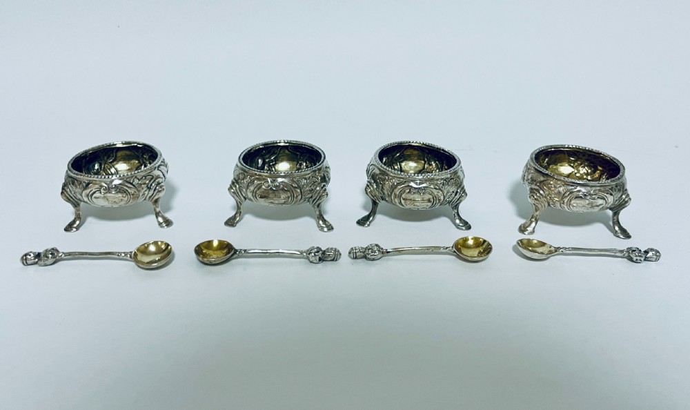 4 x Scottish Silver Salts and Spoons View X