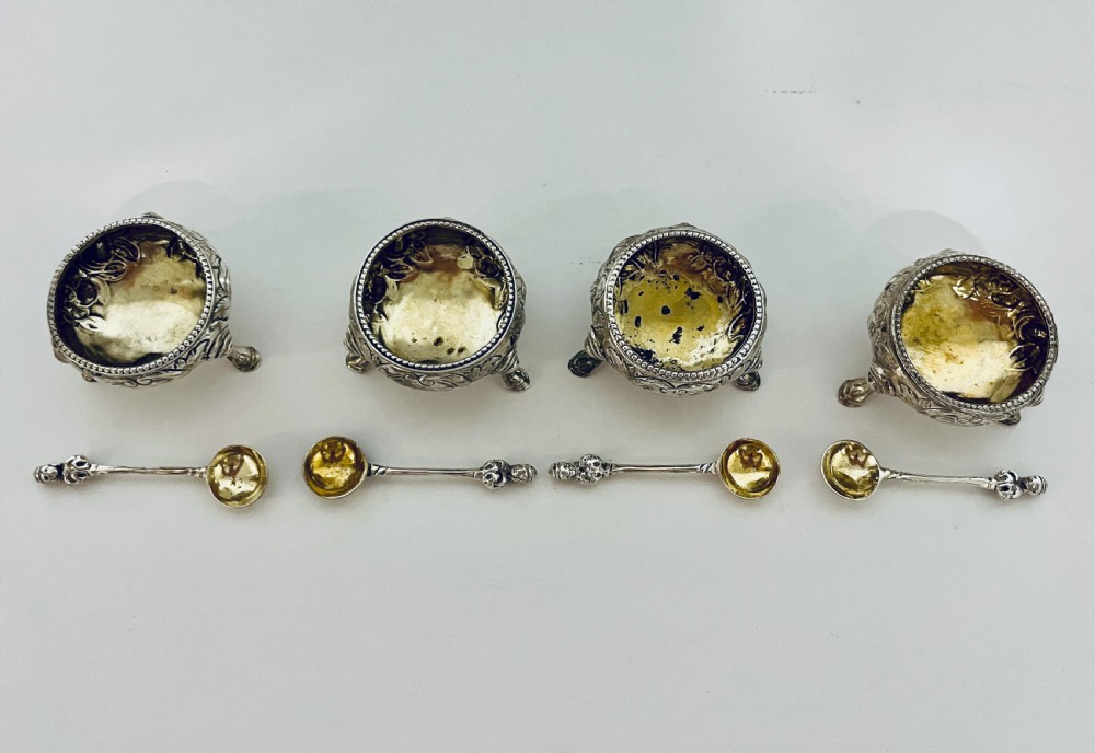 4 x Scottish Silver Salts and Spoons View XI