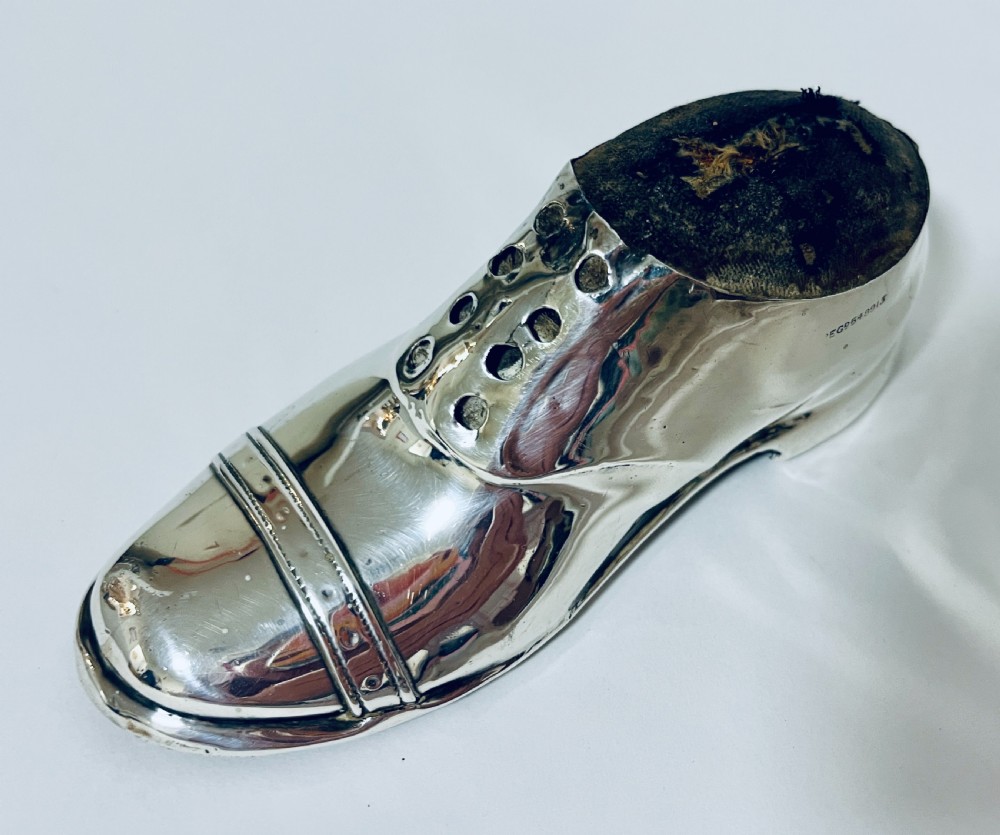 Antique Silver Shoe Pin Cushion View V