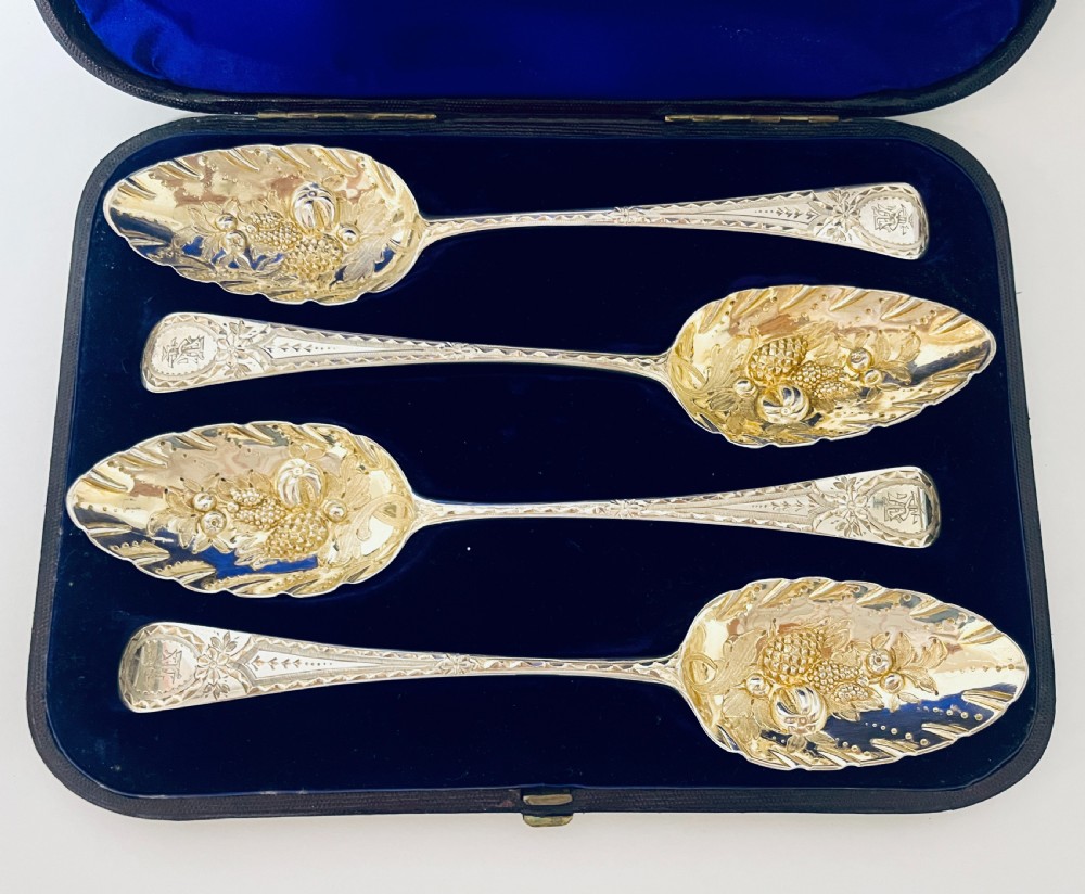 4 x Georgian Silver Berry Spoons View III