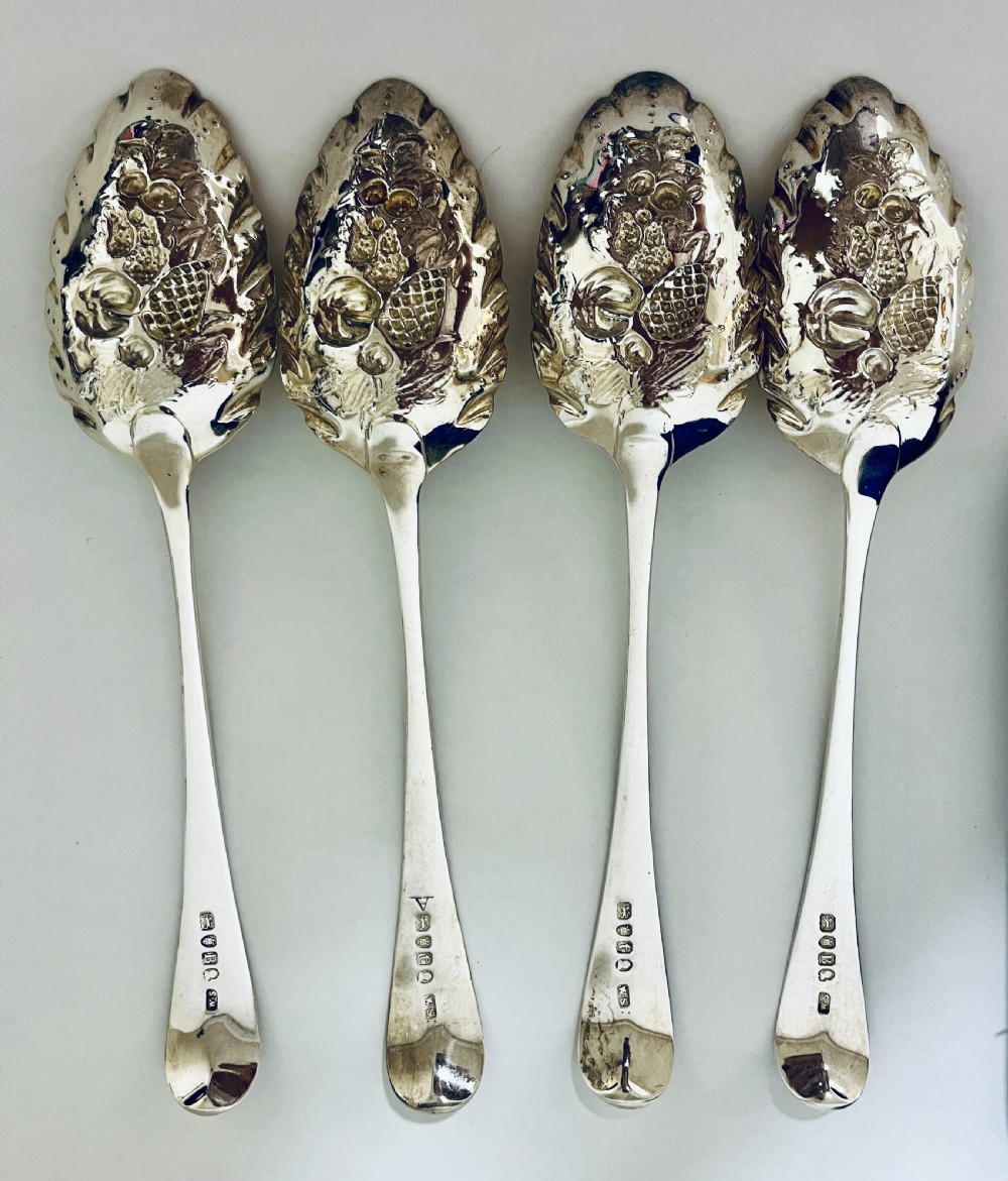 4 x Georgian Silver Berry Spoons View VIII