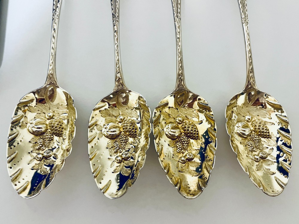 4 x Georgian Silver Berry Spoons View IX