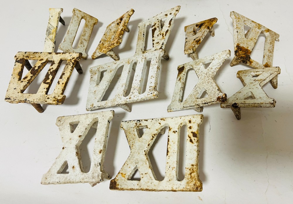 Set of 12 Antique Cast Iron 'Clock Golf' Numbers View VII