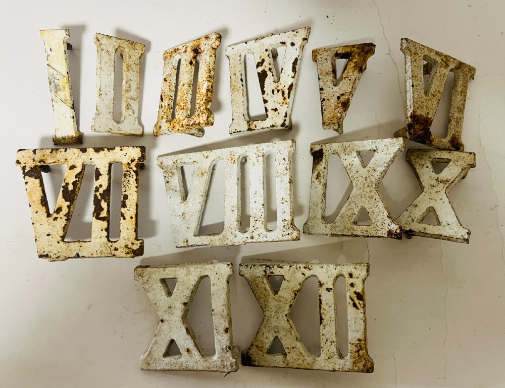 Set of 12 Antique Cast Iron 'Clock Golf' Numbers View IX