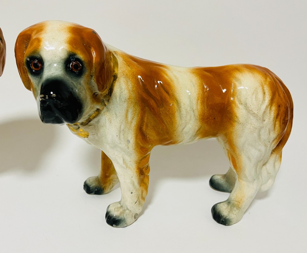 Pair of Staffordshire St Bernard Fireside Dogs View II