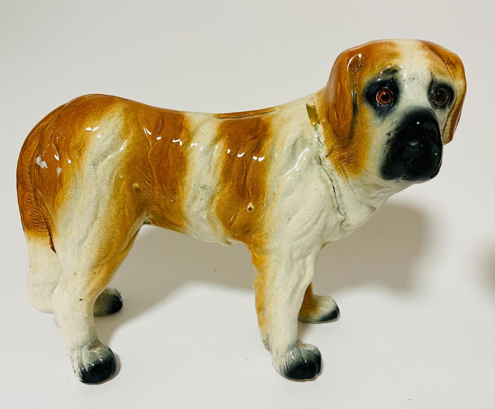 Pair of Staffordshire St Bernard Fireside Dogs View III
