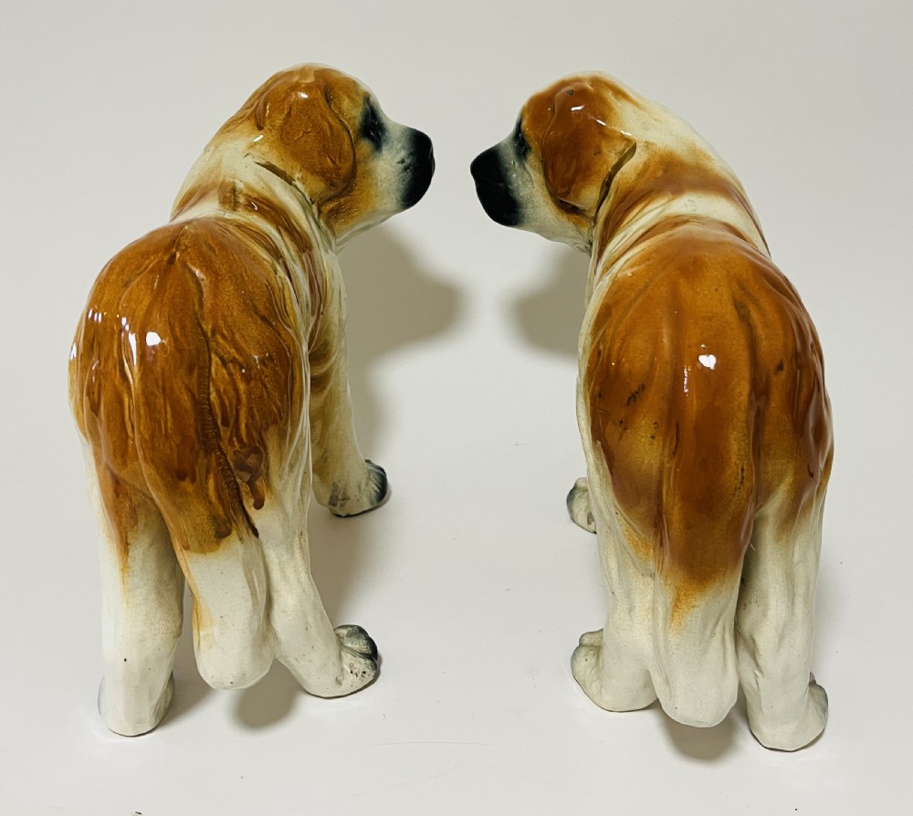 Pair of Staffordshire St Bernard Fireside Dogs View X