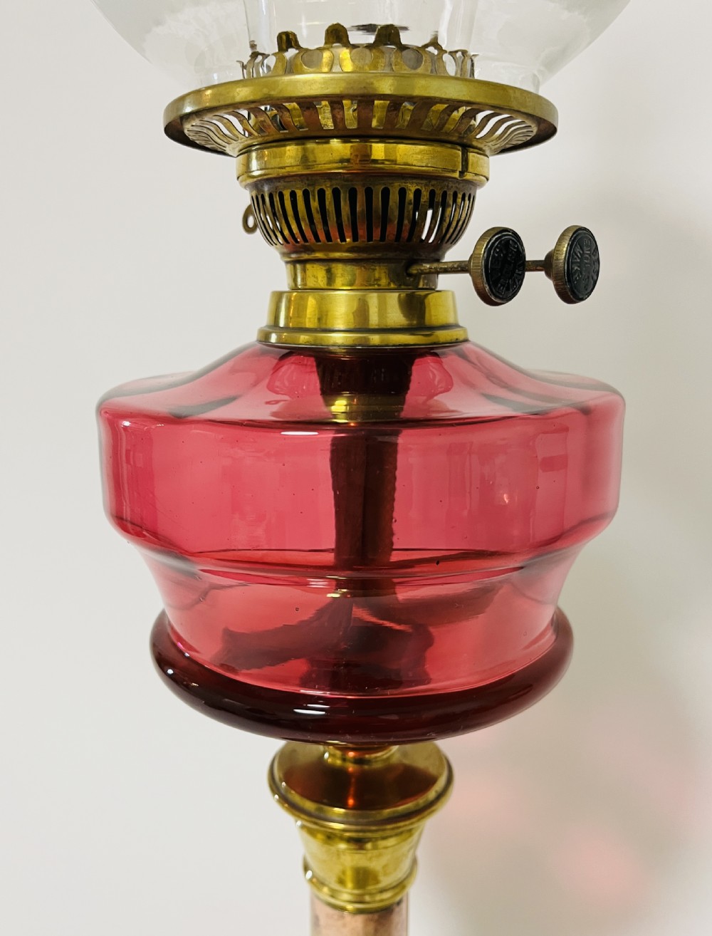 Victorian Cranberry Glass Oil Lamp View IV
