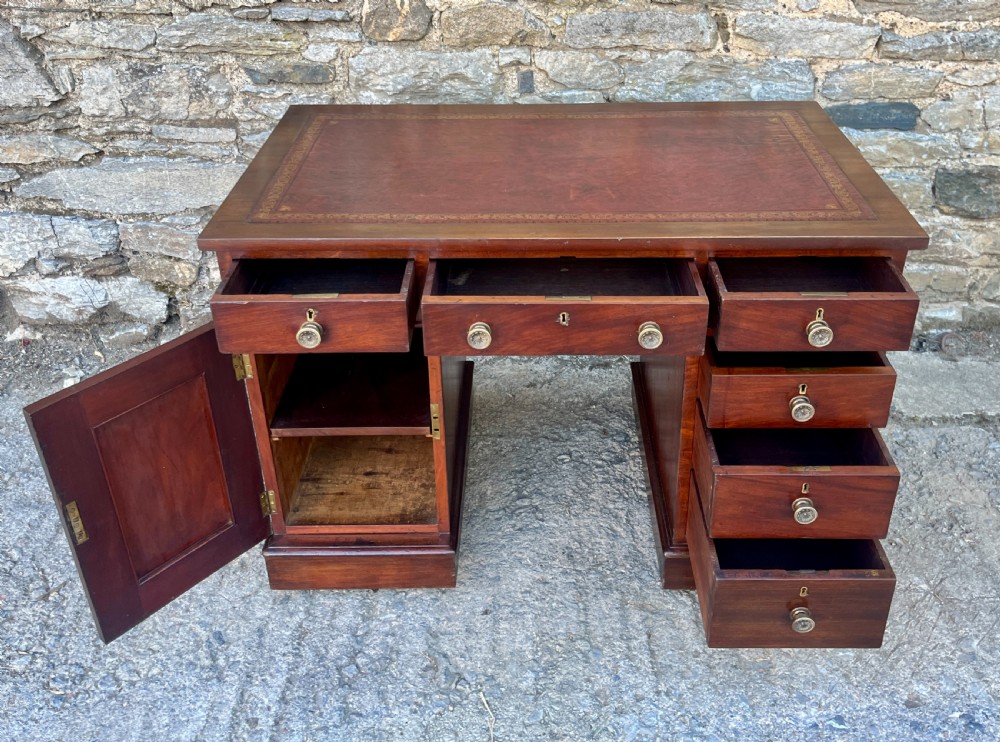 Antique Mahogany Pedestal Desk View XIV