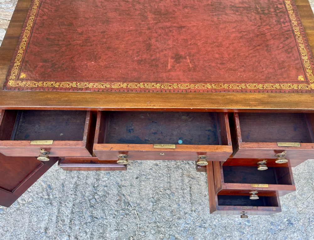 Antique Mahogany Pedestal Desk View XV