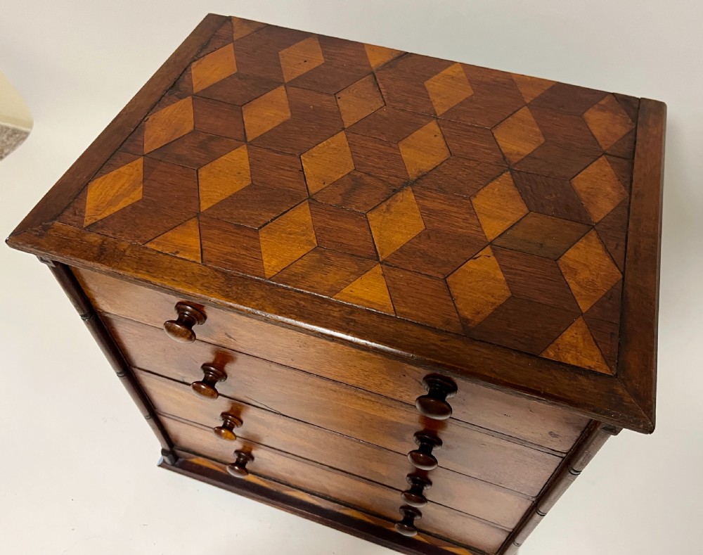 Victorian Marquetry Specimen Apprentice Chest of Drawers View IV