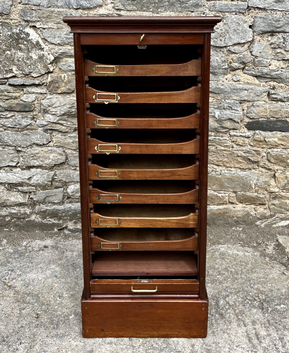 Antique Mahogany Tambour Filing Cabinet