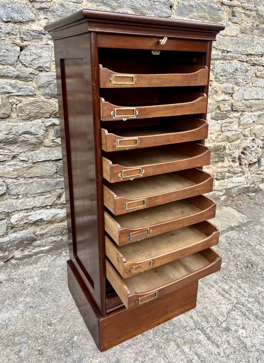 Antique Mahogany Tambour Filing Cabinet View IV