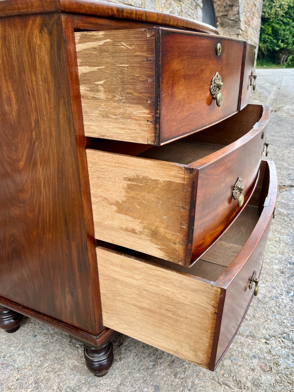 Victorian Mahogany Bow Front Chest of Drawers View VII