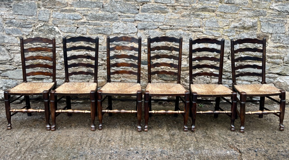 Set of 6 Antique Ladderback Chairs View II