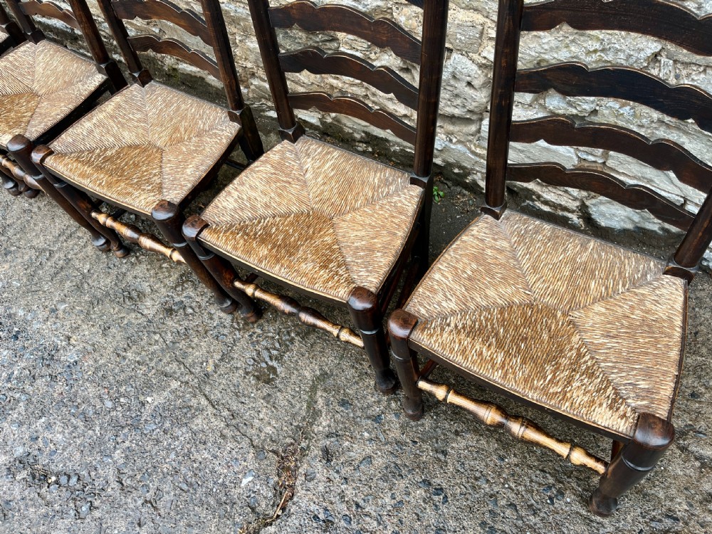 Set of 6 Antique Ladderback Chairs View III