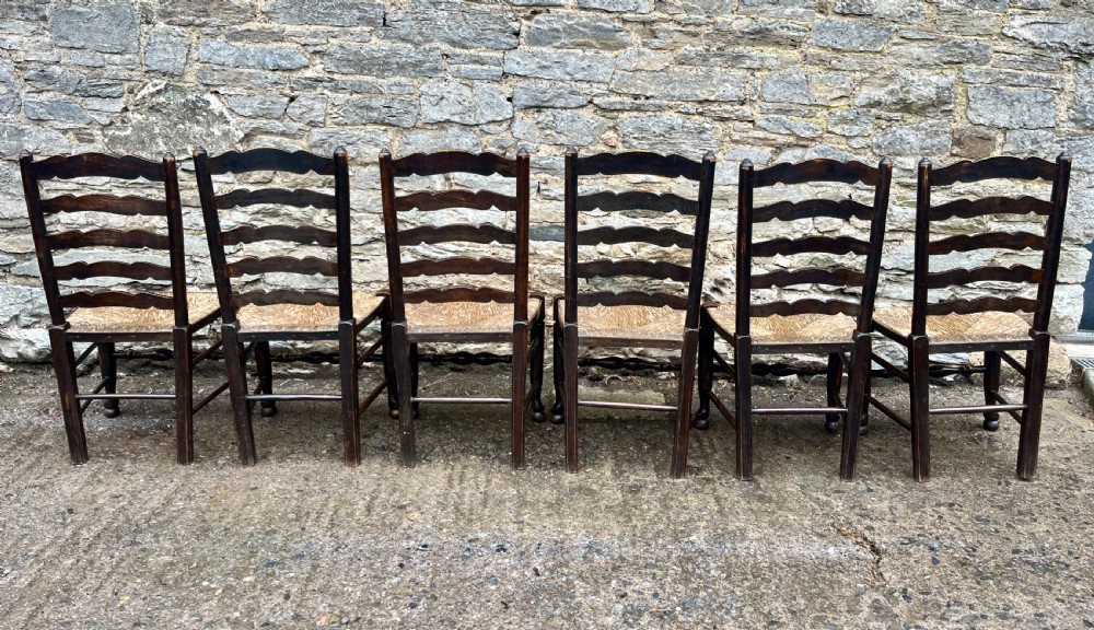 Set of 6 Antique Ladderback Chairs View V