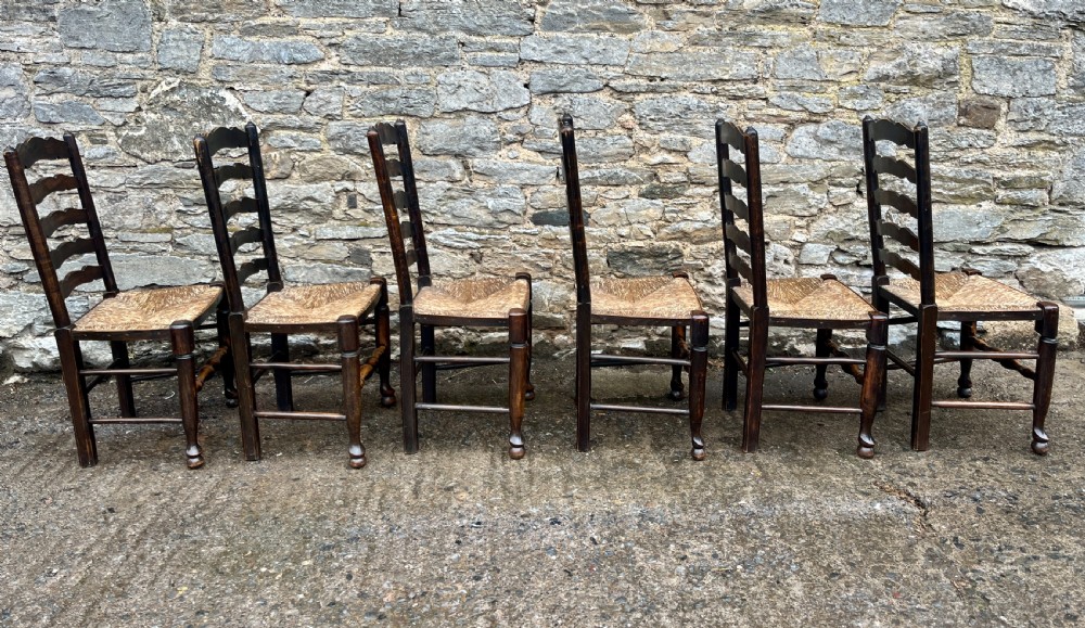 Set of 6 Antique Ladderback Chairs View VI