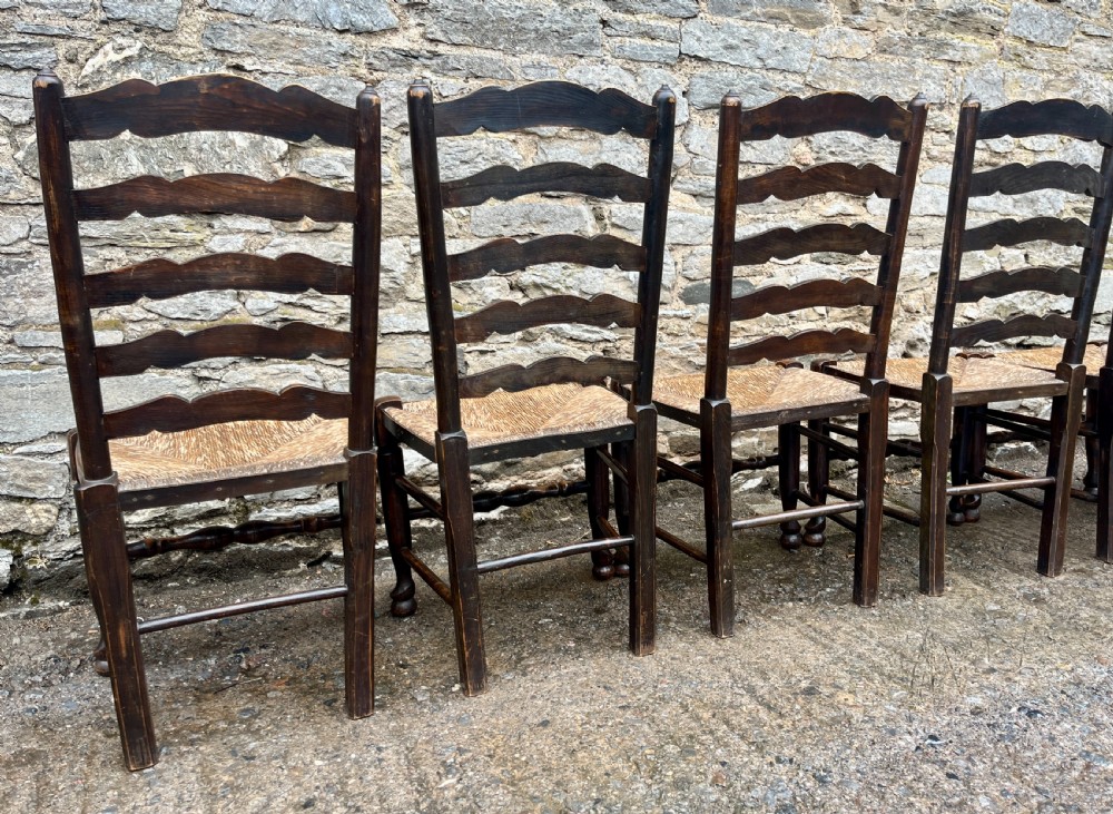 Set of 6 Antique Ladderback Chairs View VII