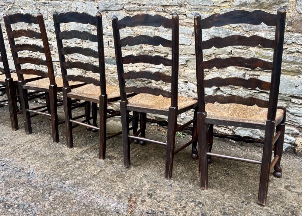 Set of 6 Antique Ladderback Chairs View IX