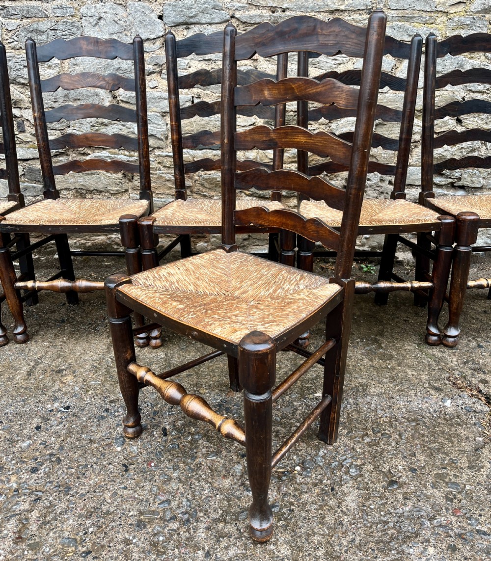 Set of 6 Antique Ladderback Chairs View XII
