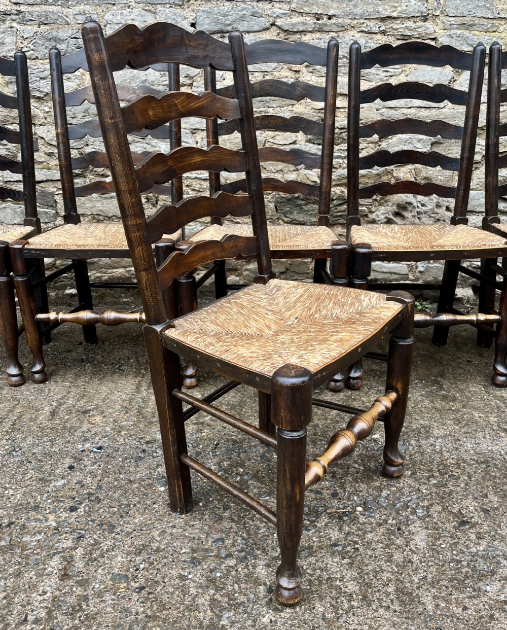 Set of 6 Antique Ladderback Chairs View XIV