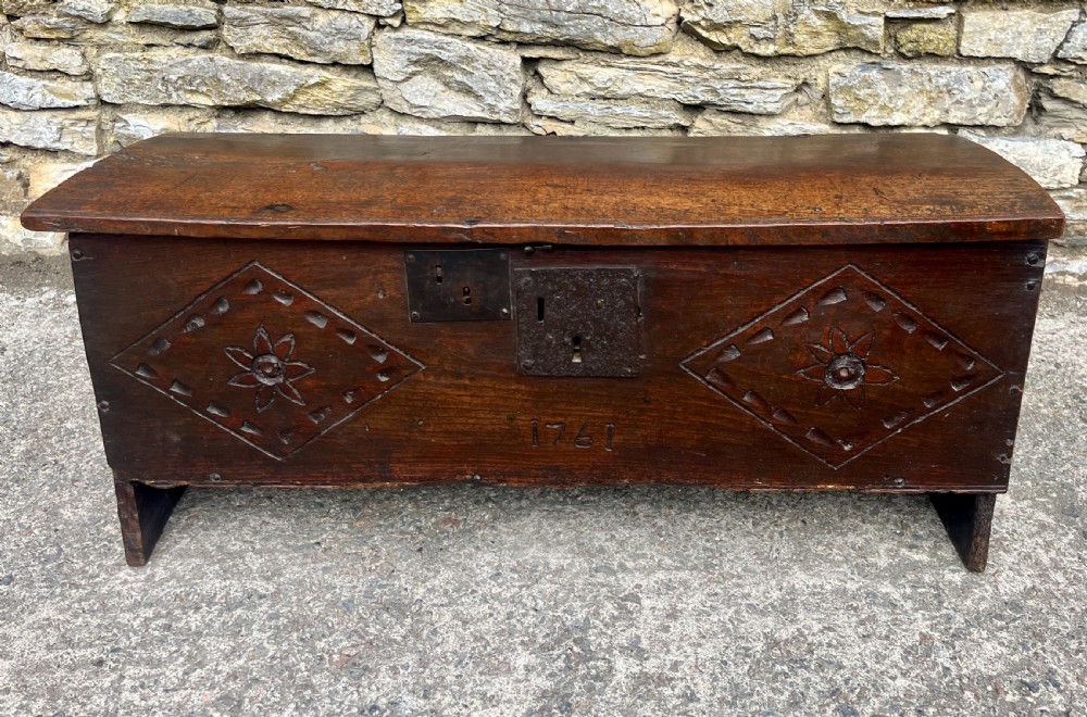 18th Century Planked Oak Coffer dated 1761