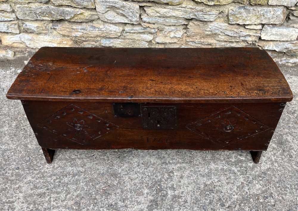 18th Century Planked Oak Coffer dated 1761 View II