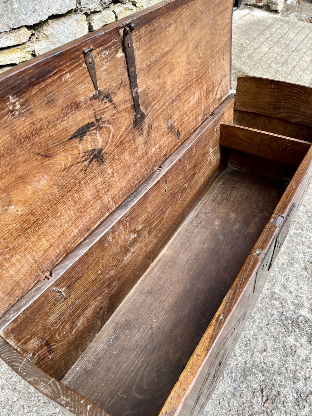 18th Century Planked Oak Coffer dated 1761 View VI