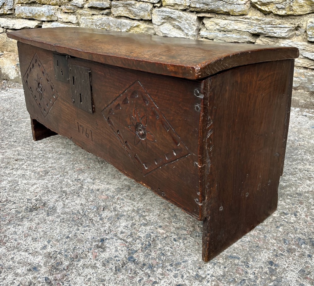 18th Century Planked Oak Coffer dated 1761 View VII