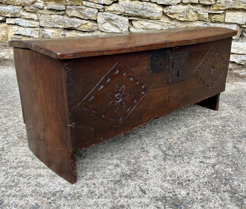 18th Century Planked Oak Coffer dated 1761 View XXIII