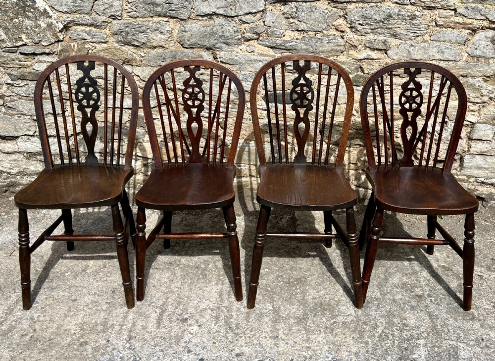 Set of 4 Antique Wheelback Chairs