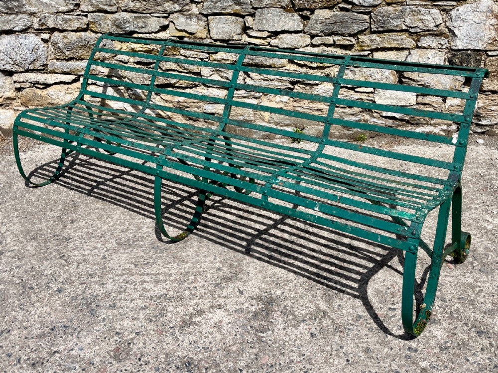 Large Antique Strapwork Garden Bench View II