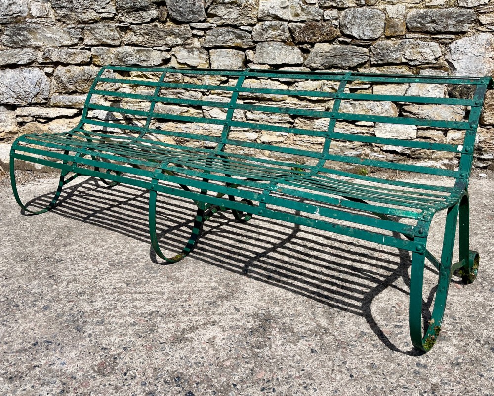 Large Antique Strapwork Garden Bench View III
