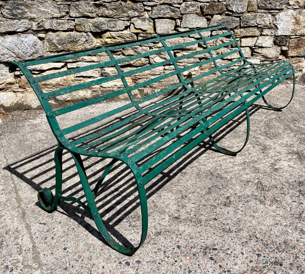 Large Antique Strapwork Garden Bench View V