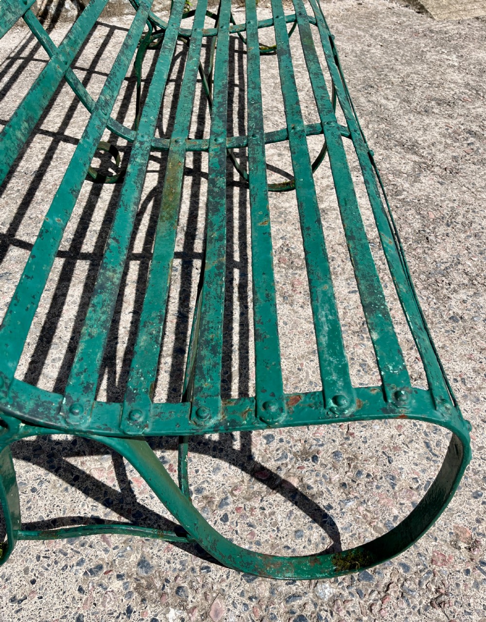 Large Antique Strapwork Garden Bench View IX