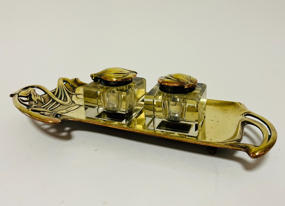 Art Nouveau Brass Geschutzt Desk Stand
 View XV