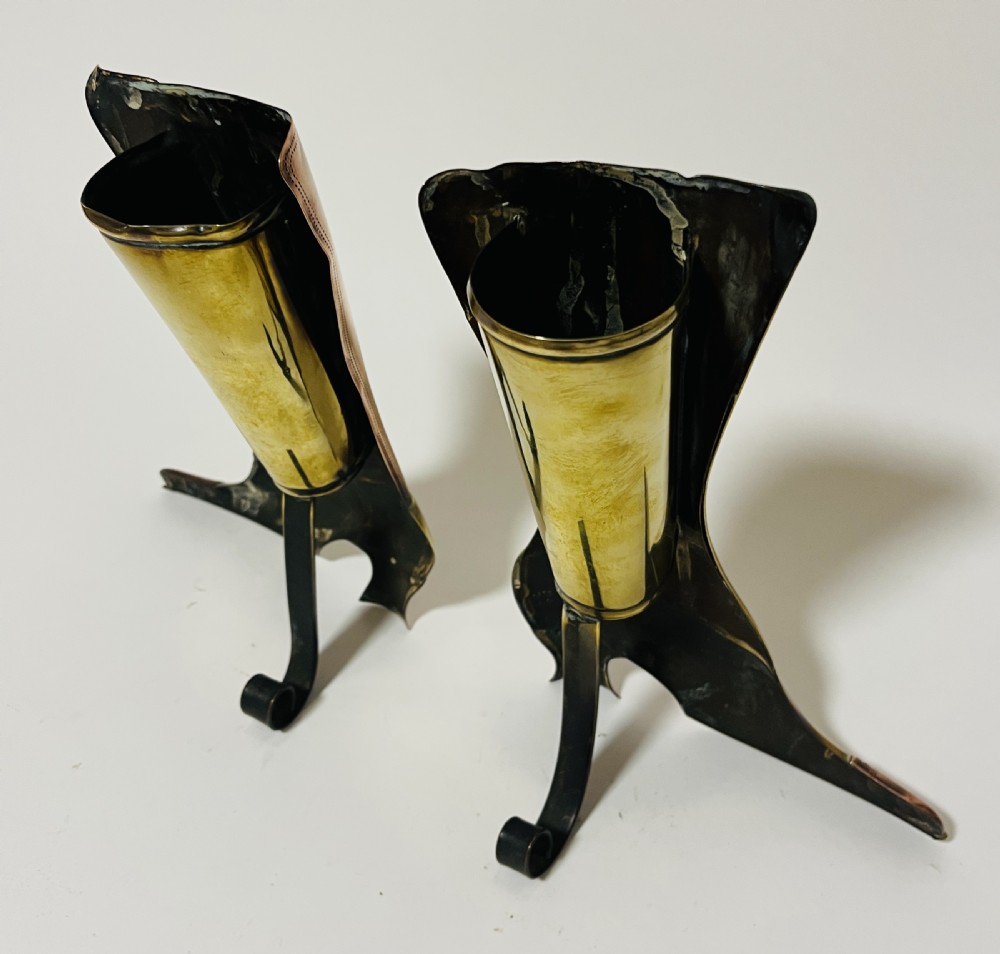 Pair of Victorian Copper and Brass Boot Spill Vases View IV