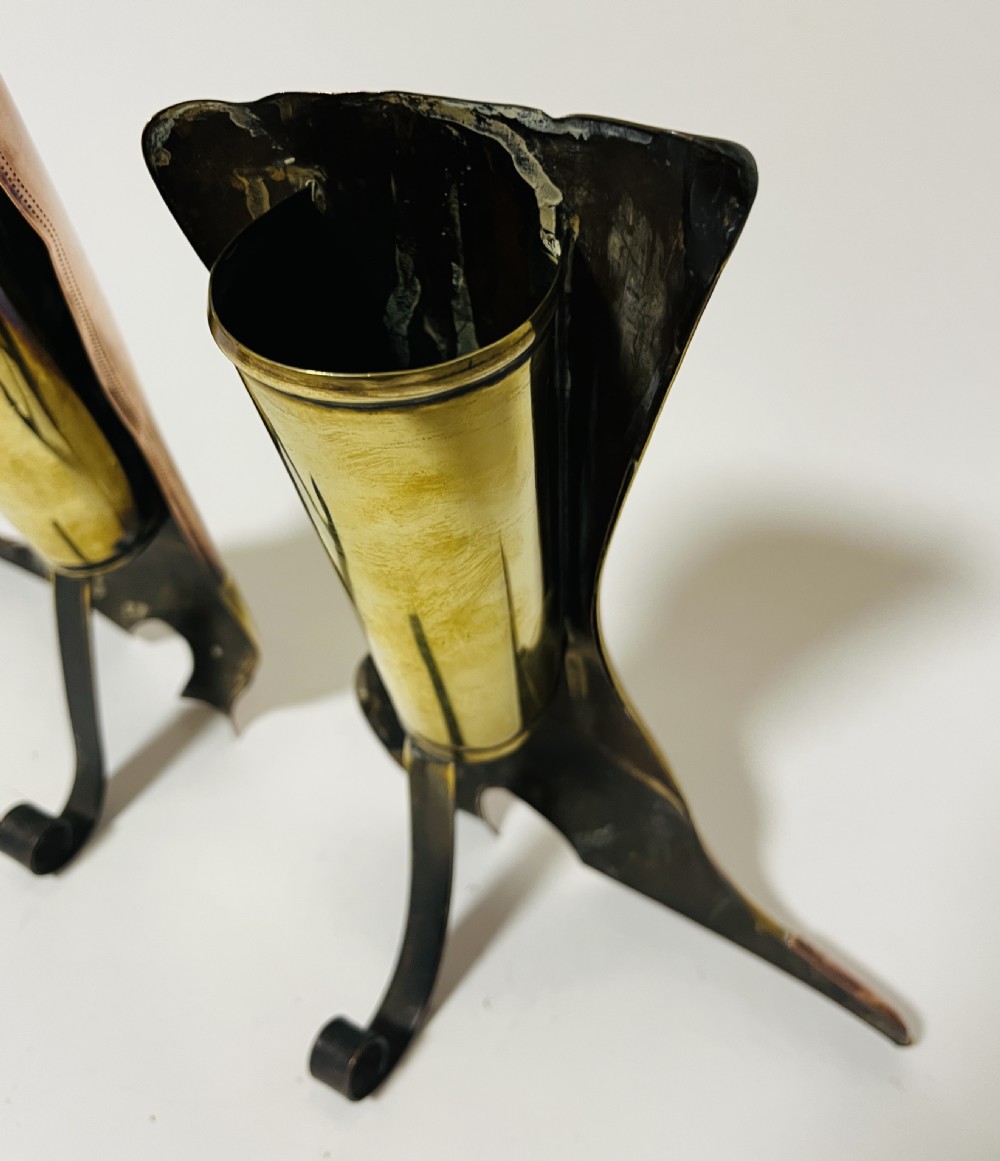 Pair of Victorian Copper and Brass Boot Spill Vases View VI