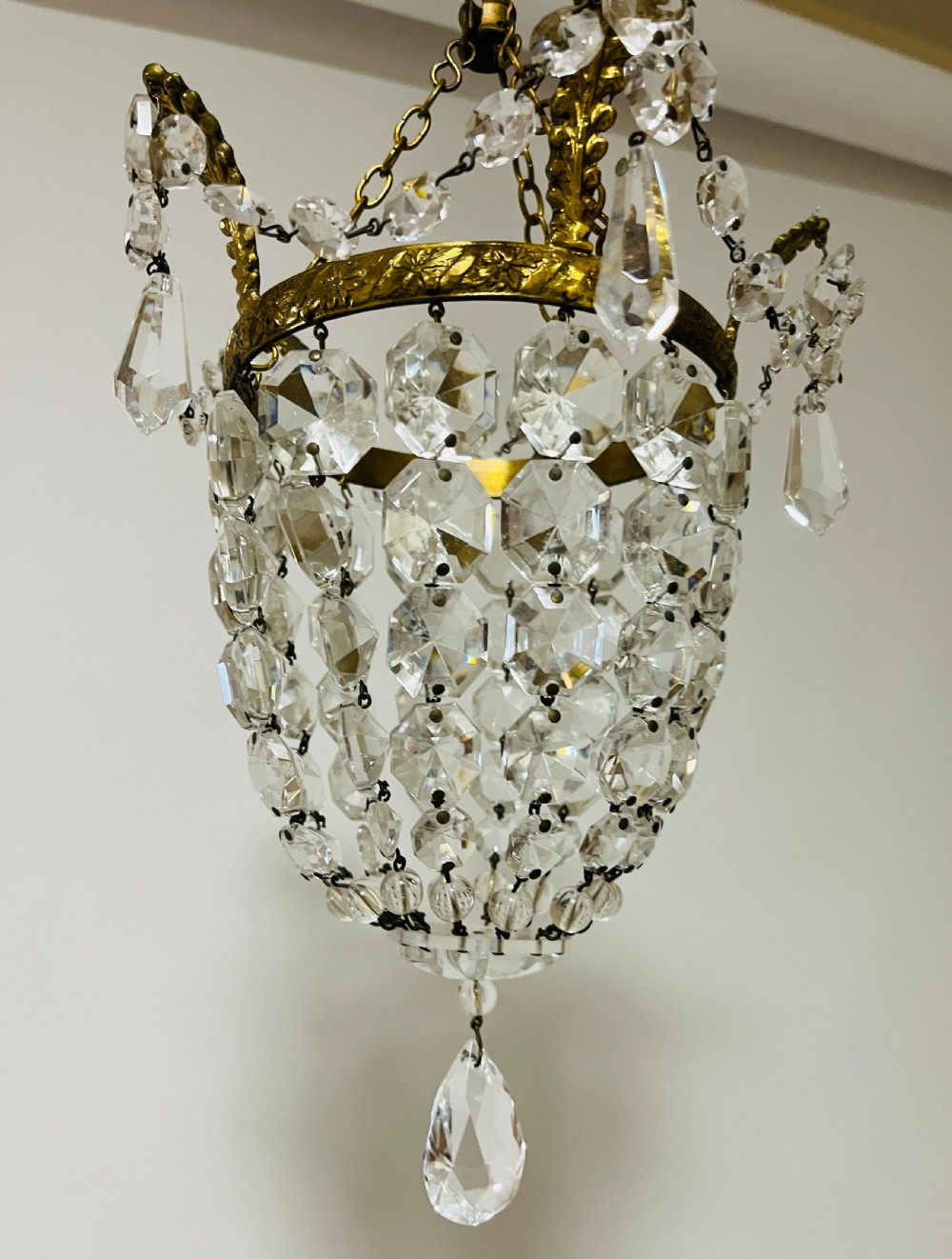 Antique Crystal Glass Basket Chandelier View III