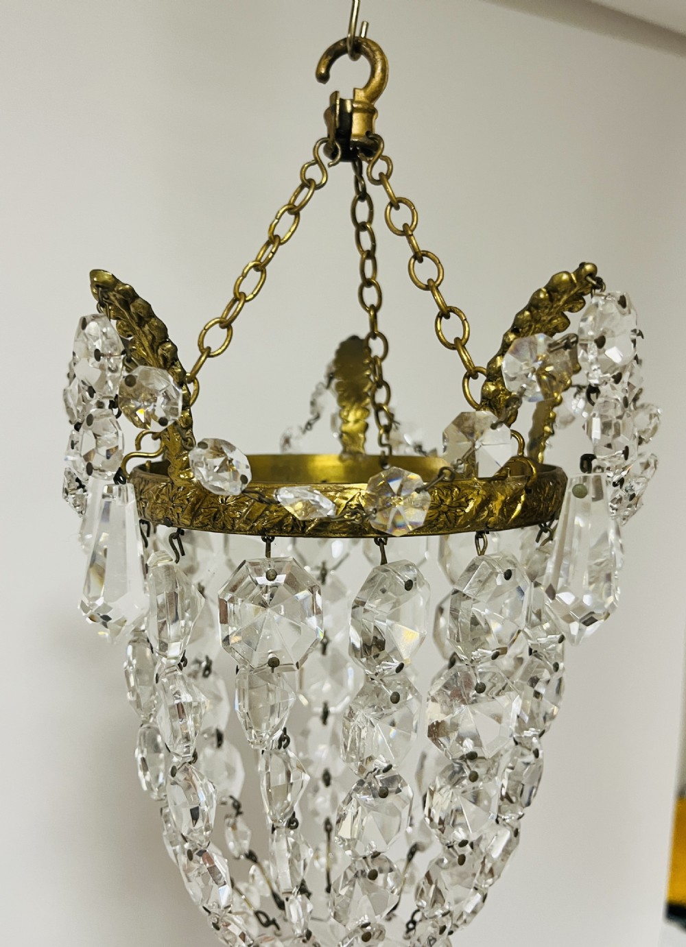 Antique Crystal Glass Basket Chandelier View V