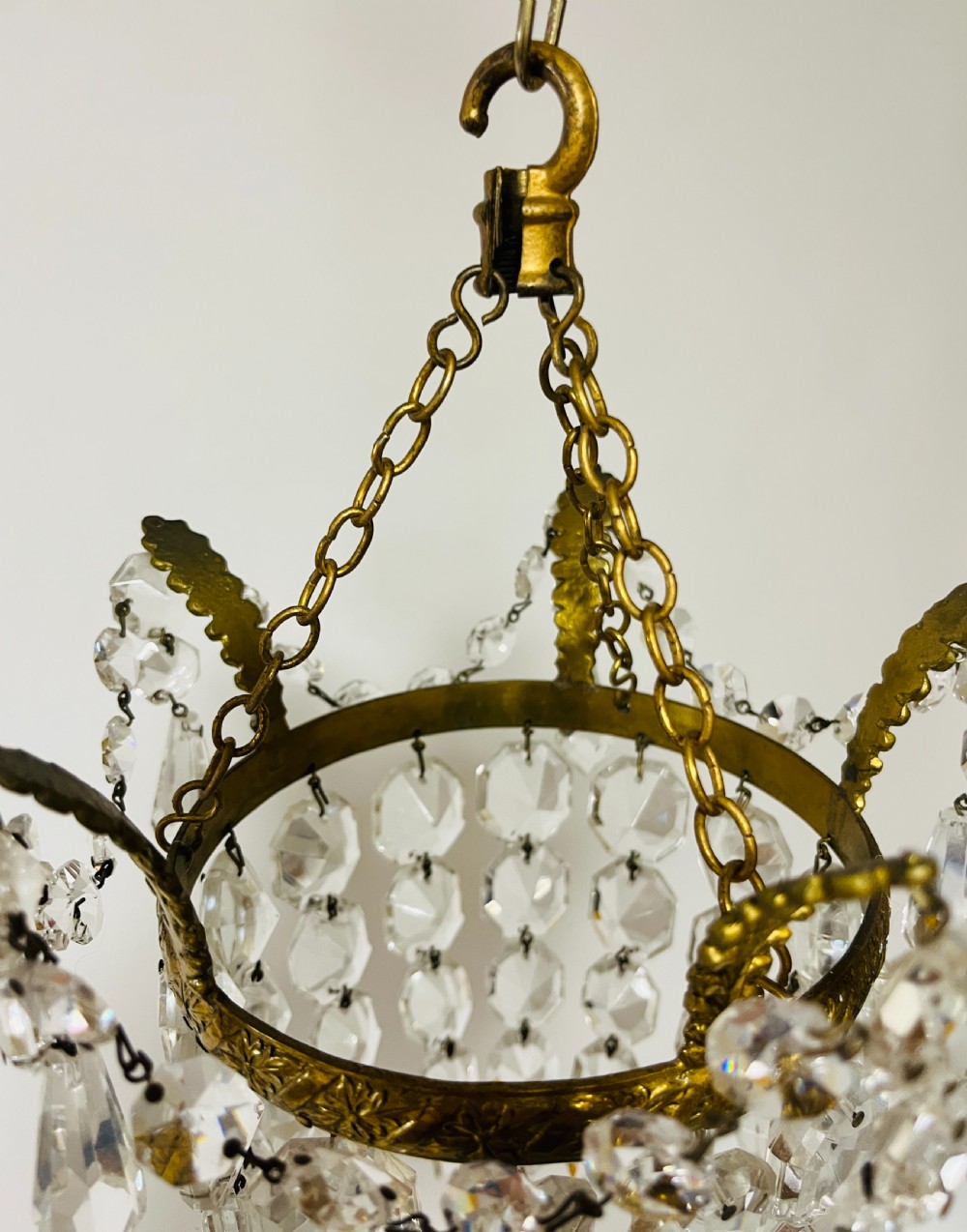 Antique Crystal Glass Basket Chandelier View VII