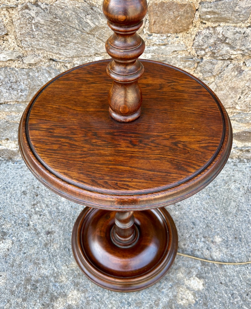 Antique Oak Barley Twist Standard Lamp View II