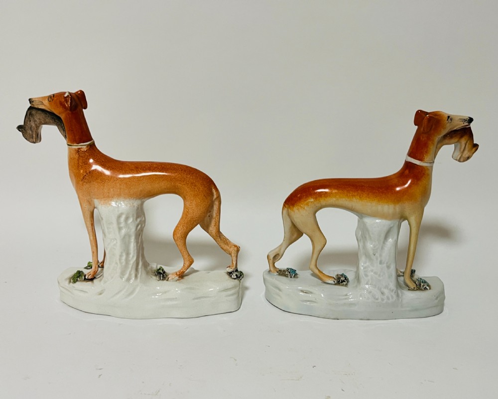Pair of Victorian Staffordshire Greyhounds View III