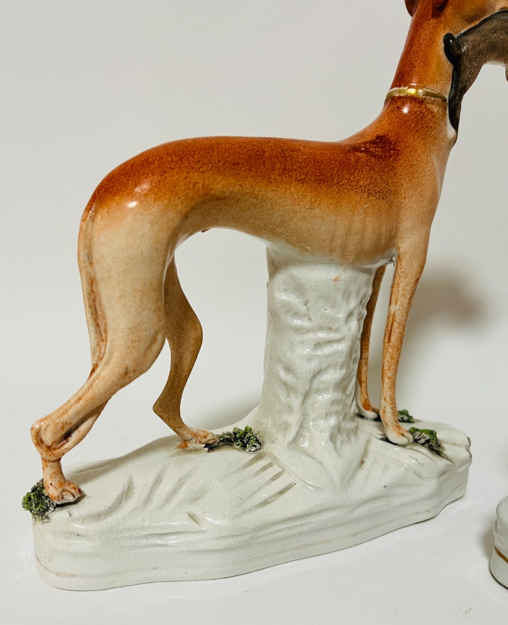 Pair of Victorian Staffordshire Greyhounds View IV