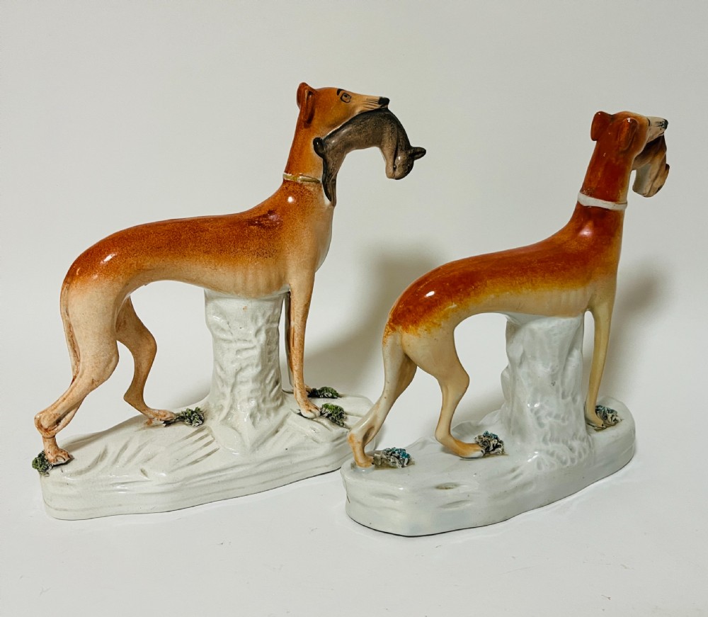 Pair of Victorian Staffordshire Greyhounds View VII